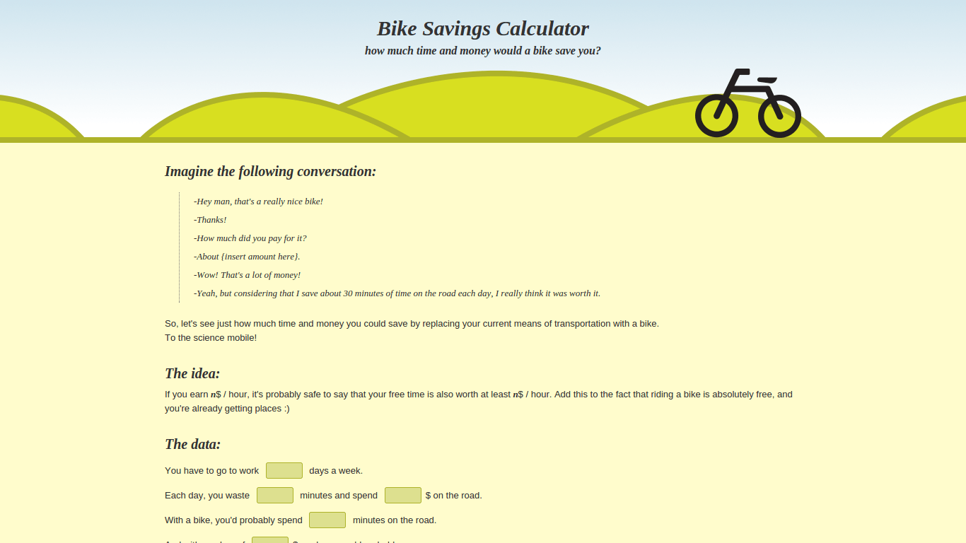 Bike savings calculator